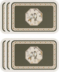 ISAENNE PVC Placemats Set of 6,Rectangular Flower and Bird Print Placemats, Waterproof and Heat-Resistant Place Mats,Decoration for Kitchen, Dining, Parties, Holiday,12"*17"