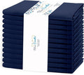 Blue Needles Solid Cloth Napkins Set of 12 Navy Blue 100% Cotton Dinner Napkins 18x18 inches - Soft, Reusable, Absorbent & Washable Linen, Ideal for Wedding Events, Parties & Everyday Use
