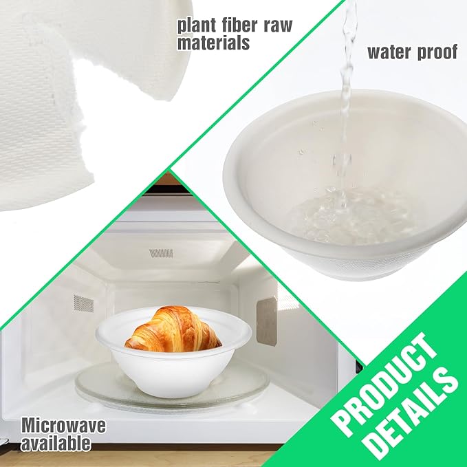300 Pack Disposable Paper Bowls, White, 8 oz, Modern Style, Minimalist, Round, 4.5 Inch Width x 1.77 Inch Height, 220 ml Capacity, Lightweight, Ideal for Picnics, Camping, Parties, and Pets