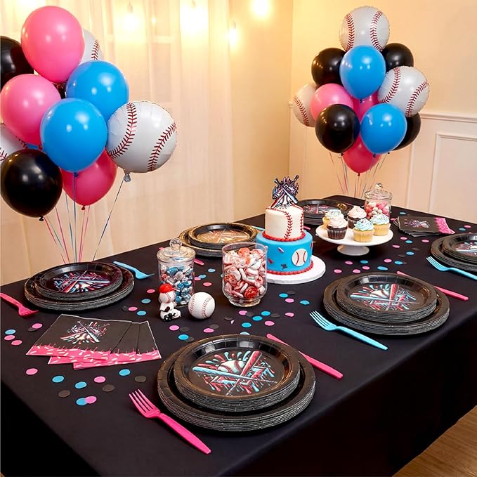 Yungyan 24 Sets Ice Cream Drip Baseball Party Supplies Disposable Ice-cream Drip Baseball Paper Plates and Napkins Forks Summer Sports Party Baby Shower Decoration Tableware Dinnerware for Women Men
