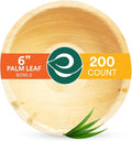 ECO SOUL Palm Leaf Bowl 200 pc, Small 6" (16 Oz) | Round Like Bamboo Bowls, Compostable, Biodegradable, Disposable Palm Leaf Bowls Eco-friendly | Sturdy, Microwave & Oven Safe