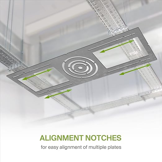 ASD 48 Pack New Construction Mounting Plate with Symmetric Round Hole - 3-4-6" Flat Steel Rough-in Wafer Light Bracket, LED Recessed Lighting Housing