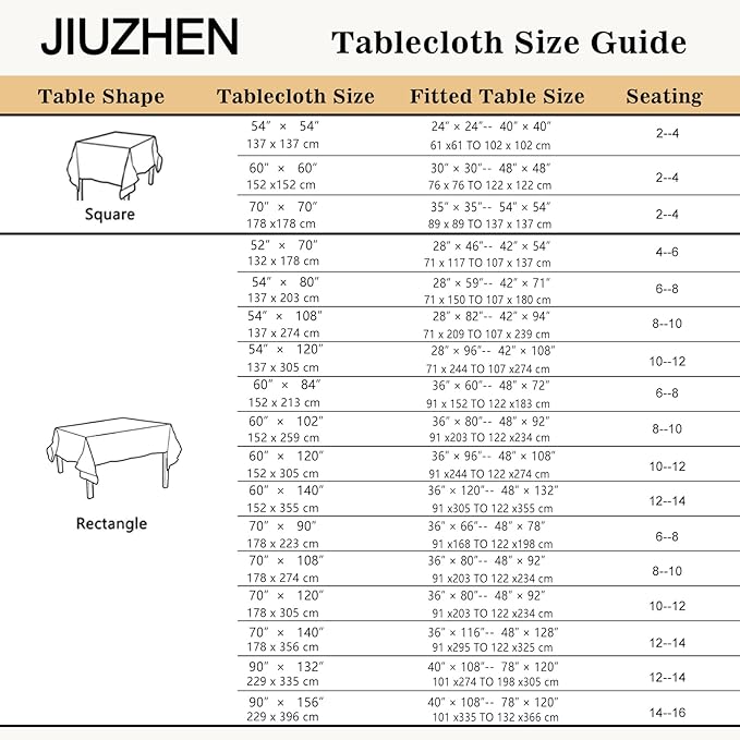 JIUZHEN Rectangle Table Cloth Faux Linen Farmhouse Tablecloth, Wrinkle and Stain Resistant Decorative Fabric Rectangular Spring Table Cover for Dining/Party/Birthday/Wedding, Beige, 54 x 80 Inch
