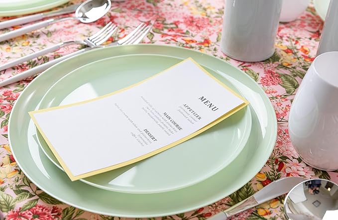 [30 Pack 6.3''] Mint Green Plastic Party Plates Edge Collection Premium heavyweight Elegant Disposable Tableware Dishes