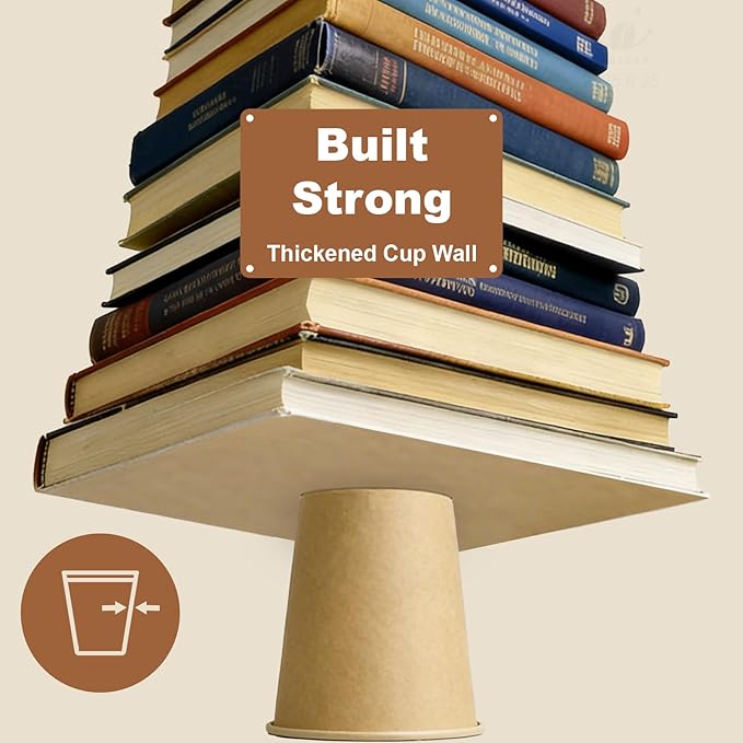 8 oz 200 Pack Disposable Coffee Cups, Bulk Brown Disposable Paper Cups, Coffee Cups for Hot Tea, Chocolate and Cold Drinks
