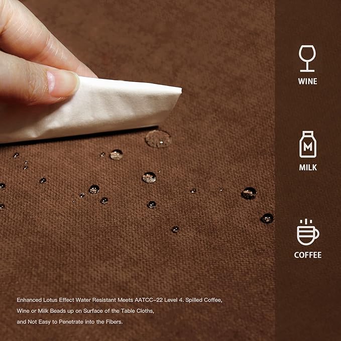 BALCONY & FALCON Rectangle Tablecloth Washable Wrinkle Resistant and Water Proof Table Cloth Decorative Linen Fabric Tablecloths for Dining Parties Kitchen Wedding and Outdoor Use (Brown, 55x95)