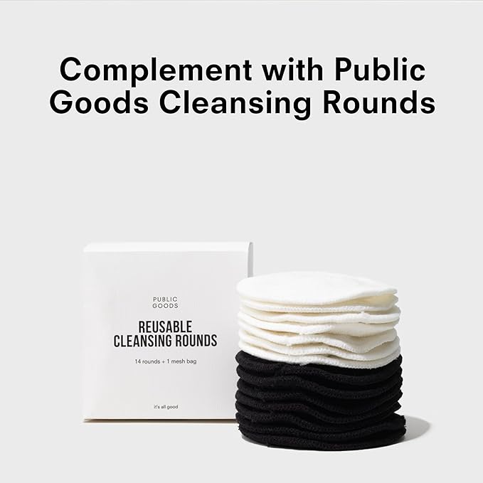 Public Goods Ceramic Cleansing Rounds Holder | Matte White Stoneware Makeup Remover Pad Organizer | Minimalist Bathroom Storage Container for Cotton Rounds | Handmade, Dishwasher Safe