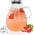 Glass Pitcher With Lid, 2.5 Liter 85 oz Glass Water Pitcher For Fridge, 0.66 Gallon Pitchers With Handle And Lid, Tea Jug Carafe Jar For Hot/Iced Water Milk Juice Coffee Fruit