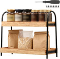 Wood 2 Tier Countertop Organiser, Bathroom Kitchen Counter Shelf Rack Caddy Tray, Small Wood Organization Shelves, Perfume Makeup Counter, Countertop Skincare Display Shelf for Sink Coffee Bar