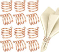 Rose Gold Napkin Rings Set of 12, Round Metal Napkin Ring Cloth Holder Rings Gold Halloween Fall Thanksgiving Christmas Valentine Thankful Napkin Rings Coffee Dining Wedding Table Decor