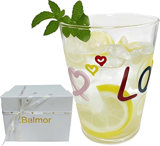 Balmor Pink Ribbon Caring Glass Cup with Luxury Gift Box for Birthday Handmade Lead-free Crystal Glass Drinking Glasses for Mother's Day Valent Housewarming, Holiday, Christmas Gift, Dishwasher Safe