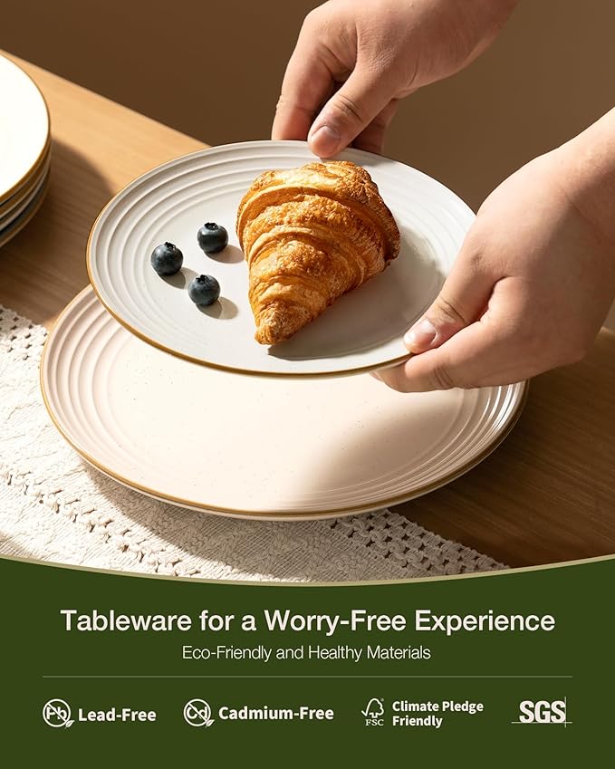 Famiware Jupiter Dinnerware Set, Plates and Bowls Dish Sets for 8 (24 Pieces), Microwave and Dishwasher Safe Stoneware Speckled Tableware, Chip and Scratch Resistant, Multi-color
