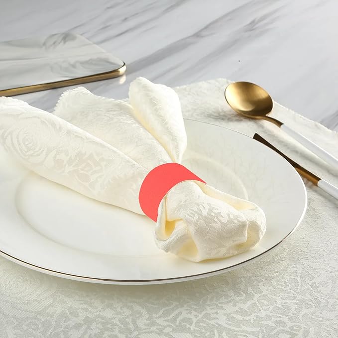 Germiwipe Paper Napkin Band Box of 500,Napkin Rings Self Adhesive,Silverware Wraps Bands Perfect for Christmas Birthday Parties, Weddings, Family Reunion & Events (Red-500pcs)