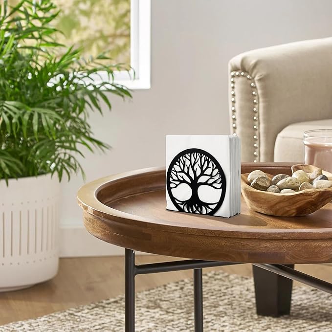 Napkin Holder for Table, Standing Napkin Dispenser Outdoor Farmhouse Black Cocktail Napkin Holders for Kitchen Coffee Shop Dining Room (4.7"x 1.6"x 4")