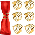 Gold Napkin Rings Set of 6, Metal Napkin Rings Dinner Napkin Holders for Cloth Napkins Thanksgiving Wedding Christmas Party Kitchen Table Decoration(6 Pcs Gold Spring)