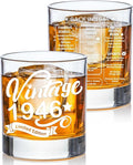 Old Fashioned Glasses-1946-Vintage 1946 old time information 10.25oz Whiskey Rocks Glass -80th Birthday Aged to Perfection - 80 years old gifts Bourbon Scotch Lowball Old Fashioned-1PACK