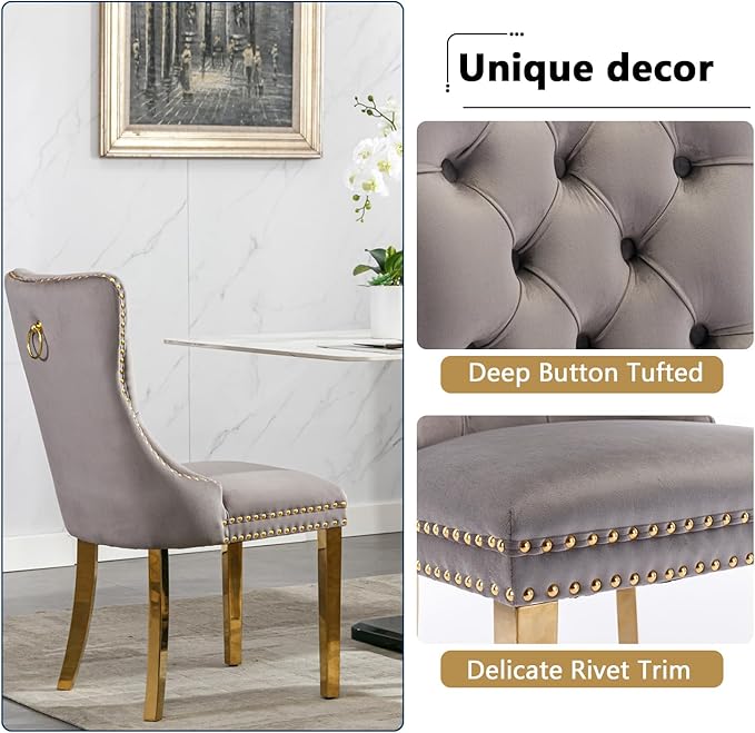 5 Piece Glass Dining Table Set,70" Dinner Room Glass Table Set for 4,Modern Kitchen Dinner Table Set with Stainless Steel Base and 4 Upholstered Velvet Dining Chairs for Living Dining Room