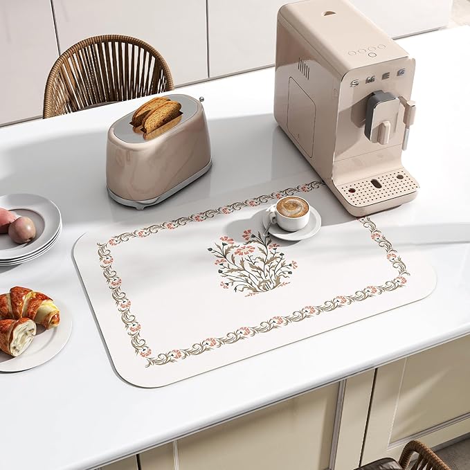 ISAENNE French Country Floral PVC Placemats Set of 6,Rectangular Minimalist Placemat, Waterproof and Heat-Resistant Place Mats, Decoration for Kitchen,Dining, Parties, Holiday,12"*17"