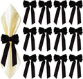 Bow Napkin Rings Set of 12 Luxury Soft Black Velvet Napkin Holders, Elegant Bow Design for Christmas Holiday Dinner Wedding Party Table Decor
