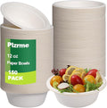 150 PCS Eco-Friendly Sugarcane Bowls - 12 oz Heavy-Duty Disposable Paper Bowls - 100% Compostable and Biodegradable for Hot or Cold Food, Snacks, Salads, Soup