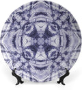 Ceramic Display Plate, Abstract Ceramic Hanging Decorative Plate, Modern Art Generated Resisting Twisting Fractal, 7 Inch, Living Room Kitchen Decoration Household, Lavender Blue Indigo