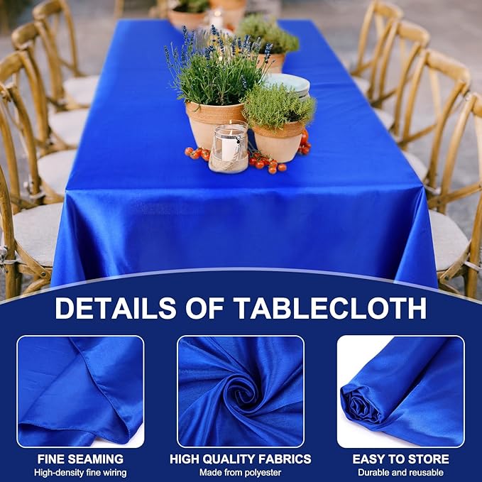Moukeren 18 Pack Rectangle Tablecloths 58 x 102 Inch Table Cloth Reusable Washable Polyester Table Clothes Bulk for 6 ft Tables for Wedding, Party, Restaurant (Blue)