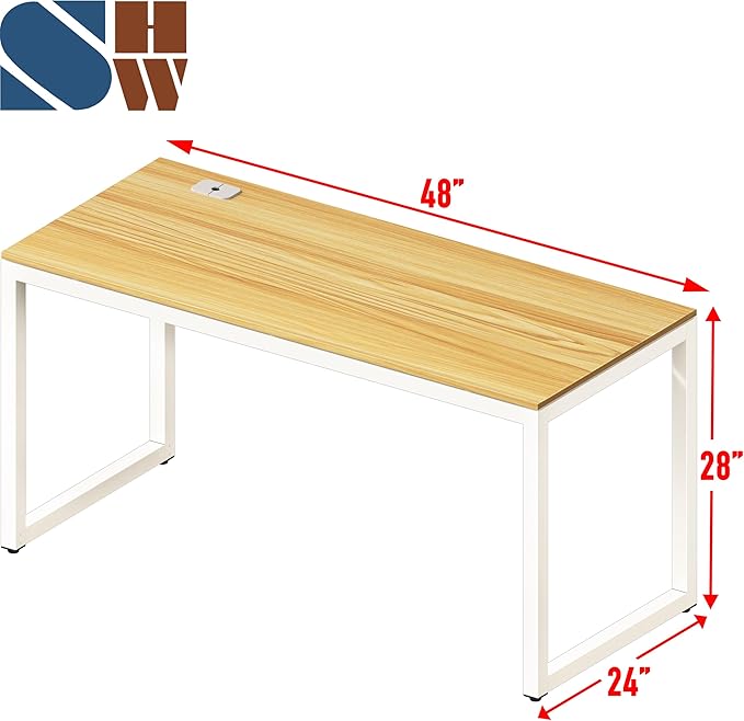 SHW 48-Inch Commercial-Grade Office Computer Desk, Oak