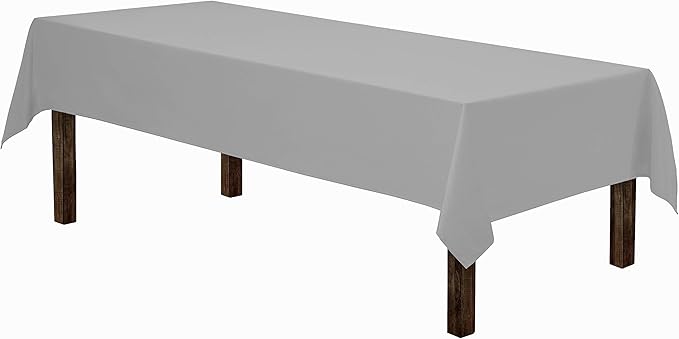 Gee Di Moda Rectangle Tablecloth - 60 x 126 Inch Silver Table Cloth for 8 Foot Rectangle Tables - Heavy Duty Washable Fabric - for Holiday Party, Dinner, Weddings, Baby Shower & Events