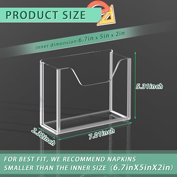 Transparent Acrylic Napkin Holder Clear Guest Paper Disposable Hand Towel Dispenser Tray Organizer For Table Home Kitchen Restaurant and Hotel Business