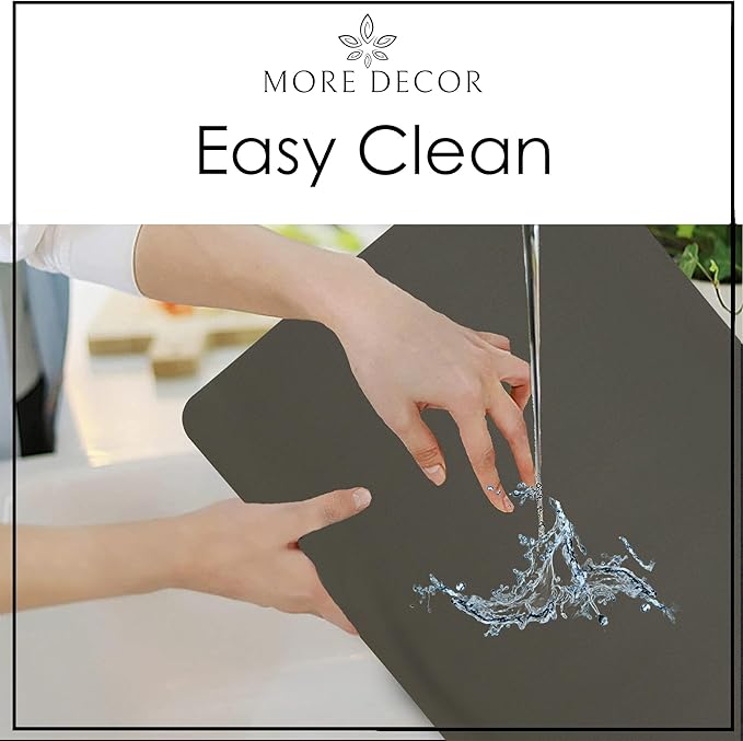 More Décor Faux Leather Placemats Set of 4 for Dining Table – Waterproof, Wipeable, Washable, Stain & Heat Resistant, Non-Slip Table Mats – 12 X 17 Inch, (Solid Dark Grey, 4)
