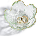 Green Glass Jewelry Trinket Dish, Cherry Blossom Decor Ring Holder Tray, Small Trinket Bowl Gifts for Women