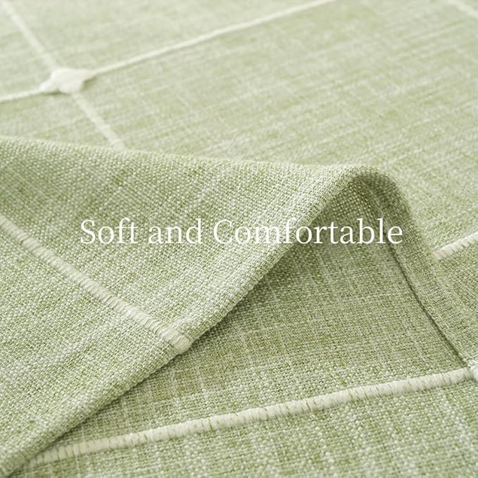 Zobesta Green Table Cloth Rectangle Table 120 x 53 Inch, Linen Tablecloth Rectangle Heavy Weight Farmhouse Soft Boho Tablecloth for Outdoor, Party, Holiday, Picnic, Dining