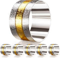 6 Pack Two Tone Textured Napkin Rings Holders Décor Dinner Party Wedding Christmas Gathering (Two Tone-6PCS)