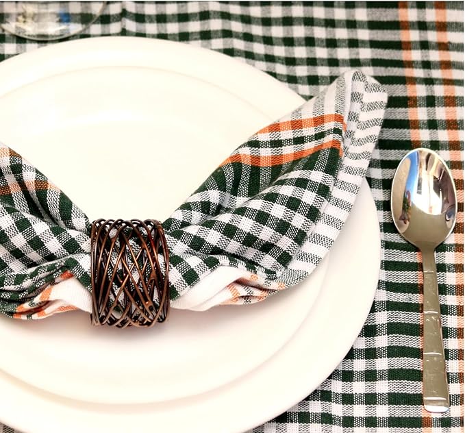ALPHA Living HOME Heavyduty Napkin Rings - 12-Piece Elegant Mesh Metal Napkin Holders, Serviette Rings for Dining Table, Party Decoration, Weddings - Vintage Rustic Farmhouse Table Decor (Bronze)