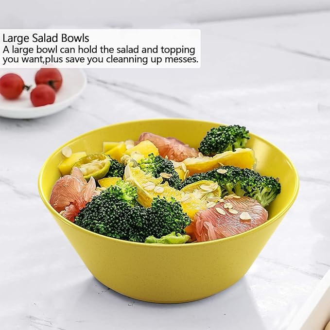Unbreakable Large Cereal Bowls Set of 6, 32 Ounce BPA-Free Microwave & Dishwasher Safe Salad Bowls, Stackable Multicolor Kitchen Bowls for Serving, Soup, Oatmeal, Pasta, Camping & Daily Use
