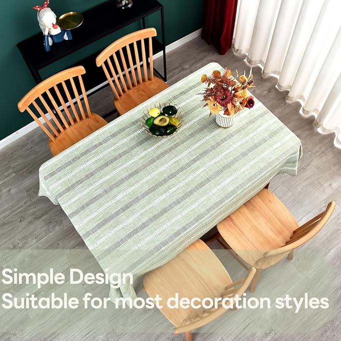 Heavy Duty Cotton Table Cloth for Rectangle Table Sage Green Rectangular Farmhouse Vintage Tablecloth Washable Rustic Table Cover (Sage Green, Rectangle, 52''x 86'', 6-8 Seats)