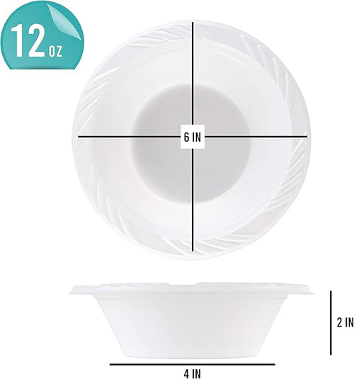 400 Count Disposable 12 ounce White Plastic Soup Bowls
