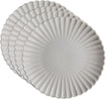 Goodies White Classic Flower Dinner Plates (Set of 4), Handmade Ceramic, Glazed, Dishwasher Safe, Microwave Safe, Petal Shaped Rim Design, Durable, Stackable, Elegant Dinnerware, 10 Inch