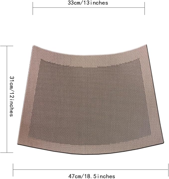Wedge Shape Placemats for Round Dinner Table Woven Vinyl Wipe Clean Non Slip Plastic Table Mats Set of 4（Brown）