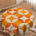 Retro Mid Century Round Tablecloth, Abstract Geometric Mid Century Colorful Pattern Print Tablecloth for Home Party Dining Room Kitchen Decor 36Inch(90cm)