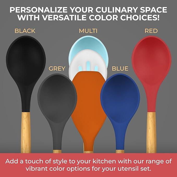 Kitchen Utensils Set, 21 Wood and Silicone Cooking Utensil Set, Non-Stick and Heat Resistant Kitchen Utensil Set, Kitchen Tools