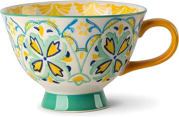 17oz Soup Bowls with Handles, Microwave Safe Large Ceramic Soup Bowl for Chili, Stew, Ice Cream, Berries & Fruits, Perfect for Women, Christmas, Hostess Gifts & Fall Decor