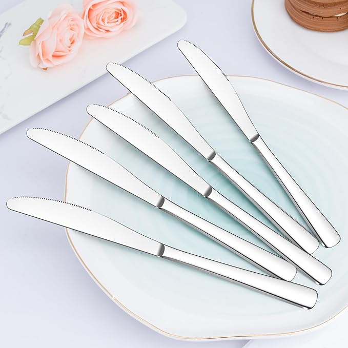 24 Pieces Butter Knives Set - 9 Inches Butter Knife, Food Grade Stainless Steel Dinner Knives Set, Mirror Polished Knife Silverware for Home, Restaurant, Kitchen, Dishwasher Safe