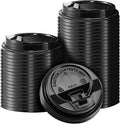 SIUQ 150 Pack Coffee Cup lids, Disposable Plastic Cup Lids for 10, 12, 16, 20, 24 oz Paper Cups, Hot/Cold Drinking Cup Lids, 3.54 Inches/90 mm Diameter - Black