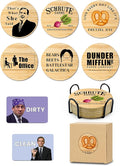 The Office TV Show Merchandise,6 PCS Cork Coasters for Drinks,Funny Set with Coasters Holder,The Office TV Fans Clean Dirty Dishwasher Magnet,Refrigerator Sign Kitchen Decor Gifts