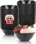 bUCLA 50Pack Black Plastic Small Bowls - 8oz Disposable Ice Cream/Salsa/Dipping/Dessert/Sauce/Candy/Small Serving Bowls for Party & New Year