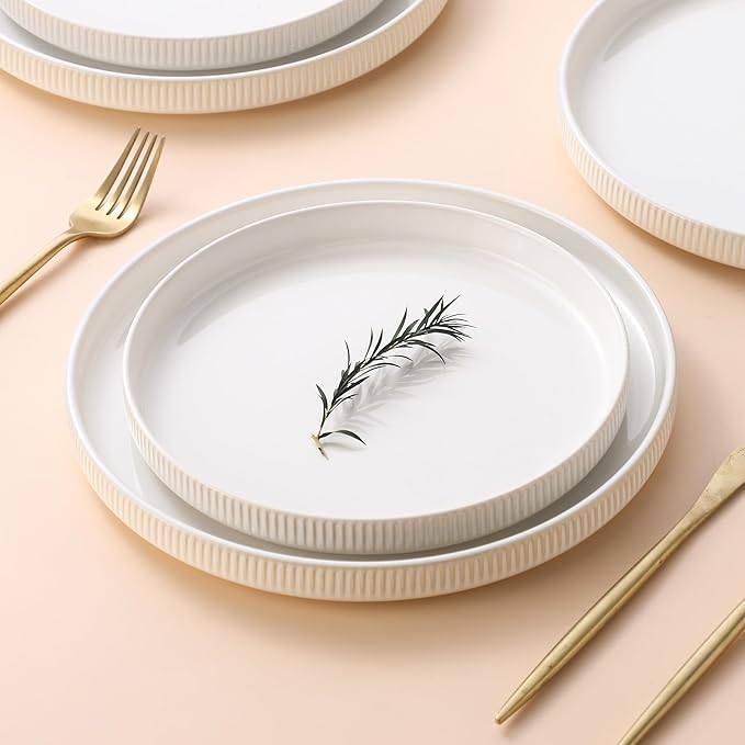 Dinnerware Sets, 18 Pieces Stoneware Plates and Bowls Set, Reactive Glaze Ceramic Dishes Set Scratch Resistant, Kitchen Dinner Set Dishwasher & Microwave Safe, Service for 6