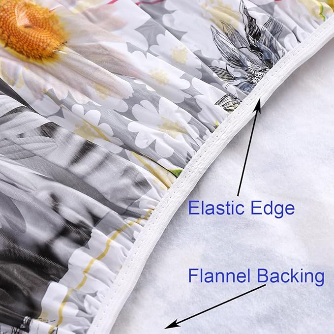 Walrus Round Vinyl Fitted Tablecloth with Flannel Backing Elastic Edge Design Table Cover Waterproof Oil-Proof PVC Table Cloth Stain-Resistant Best for 45"-56" Round