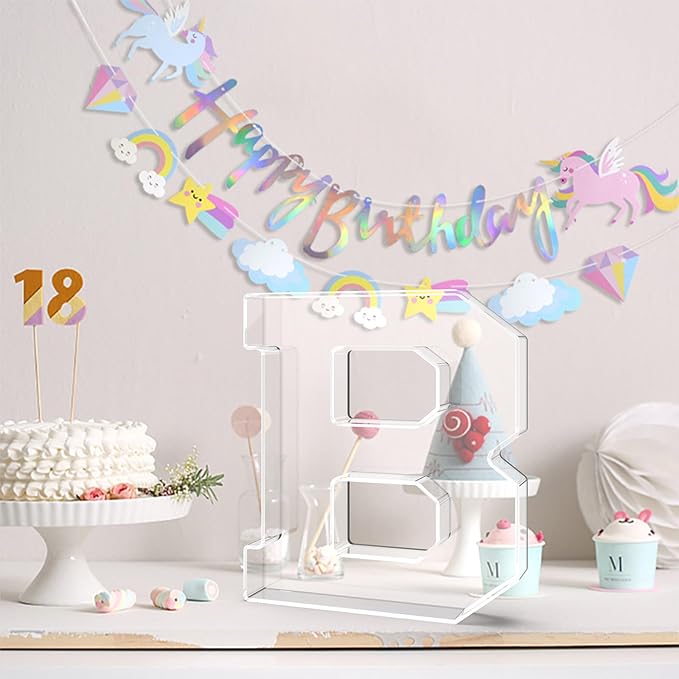 11" Acrylic Letter Charcuterie Tray, Charcuterie Letters Fillable Box for Food, Reusable Serving Cake Candy Dish Display Tray for Birthday Anniversary Party Decoration (Letter B)