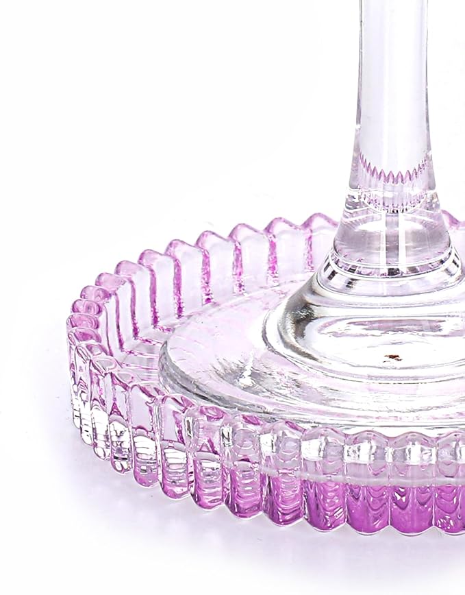 JUXYES 8 Pack Clear Purple Crystal Coasters Round Cup Mat, Glass Coasters for Drinks Coffee Tea Wine, Decorative Wine Bottle Coaster, Crystal Drink Coasters for Restaurant bar Kitchen Dining Table